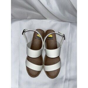 Maui Island  White Brown Studded Buckle Strappy Wedge Sandals Women's Size 11